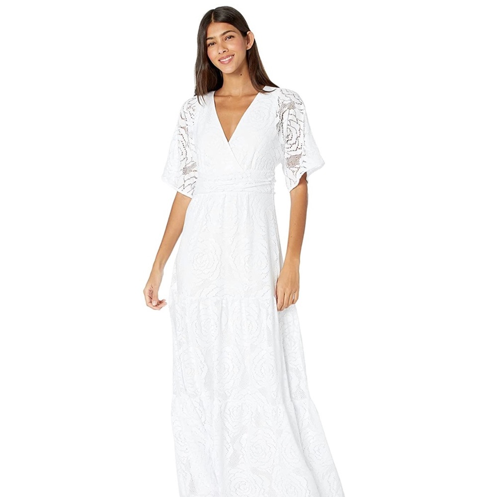 Lilly Pulitzer Parigi Maxi Dress Resort White Blossom Bungalow Lace Size Large